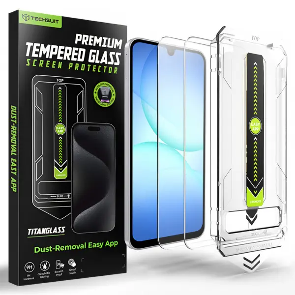 Folie de protectie Ecran Techsuit TitanGlass CrystalHD pentru Samsung Galaxy A17 5G / A16 5G A166 / A16 4G A165, Sticla Securizata, Set 2 bucati