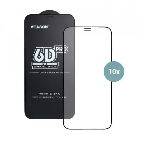 Folie de protectie Ecran Veason PRO pentru Apple iPhone Air, Sticla Securizata, Full Glue, Set 10 bucati, 6D, Neagra