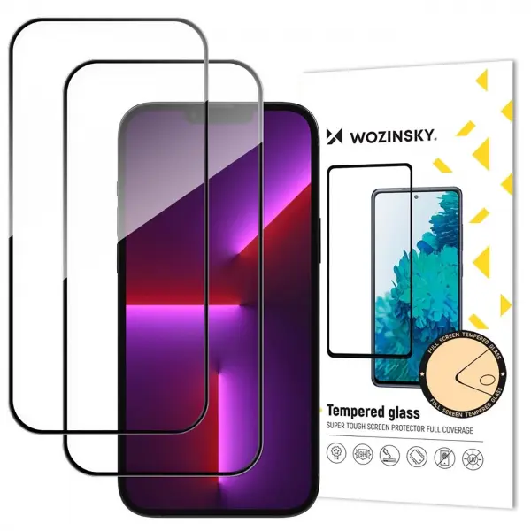 Folie de protectie Ecran WZK pentru Apple iPhone 17 Pro, Sticla Securizata, Full Glue, Set 2 bucati, Neagra