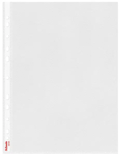 Folie de protectie Esselte A4 deschidere superioara si lateral stanga 100 buc/cutie partial reciclat si reciclabil Folie de protectie Esselte A4 deschidere superioara si lateral stanga 115 mic 100 buc/cutie standard