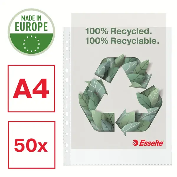 Folie de protectie Esselte Recycled PP reciclat A4 MAXI 70 mic 50 buc/cutie standard Folie de protectie Esselte Recycled PP reciclat A4 MAXI 70 mic 50 buc/cutie standard