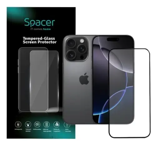 Folie de protectie Spacer SPPG-AP-IP16P-TG pentru iPhone 16 Pro