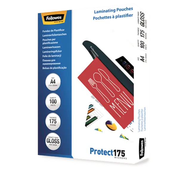 Folie laminat Fellowes A4 175 microni 100 bucati/top Folie laminat Fellowes A4 175 microni 100 bucati/top