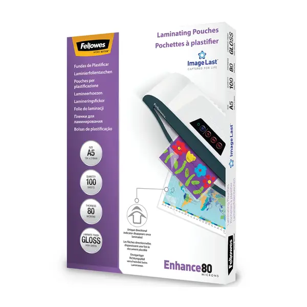 Folie laminat Fellowes A5 80 microni 100 bucati/top Folie laminat Fellowes A5 80 microni 100 bucati/top
