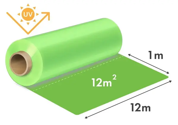 Folie LDPE (polietilena) aditivată UV pentru solarii/sere, Verde - 12m x 150my - Agritech, 1m liniar= 12mp