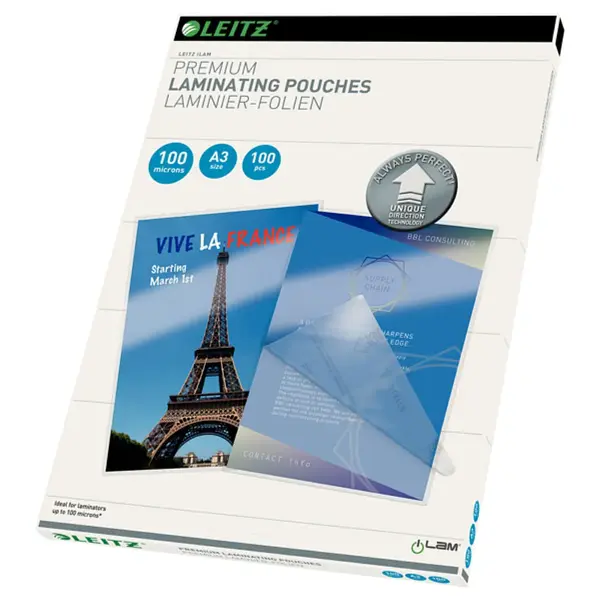 Folie pentru laminare la cald Leitz UDT A3 100 microni 100 bucati/top Folie pentru laminare la cald Leitz UDT A3 100 microni 100 bucati/top