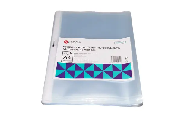 Folie protectie documente A4 XPrime cristal 45 microni 100 bucati/set Folie protectie documente A4 XPrime cristal 45 microni 100 bucati/set