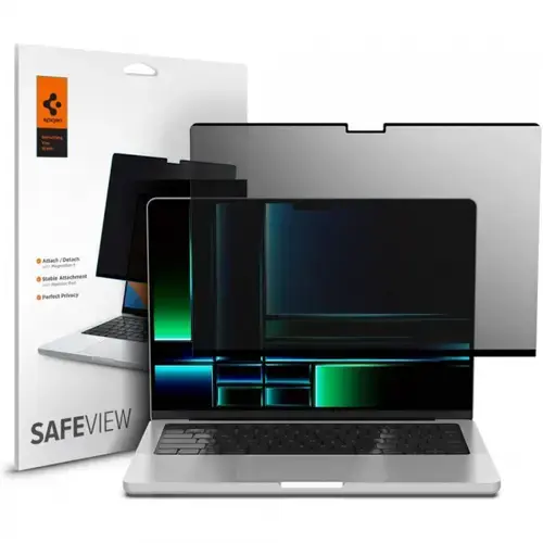 Folie Protectie Ecran Privacy Spigen Safe View Magnetic AFL06158 pentru Apple MacBook Pro 14inch (2022) / (2024) / (2023) / (2021), Plastic