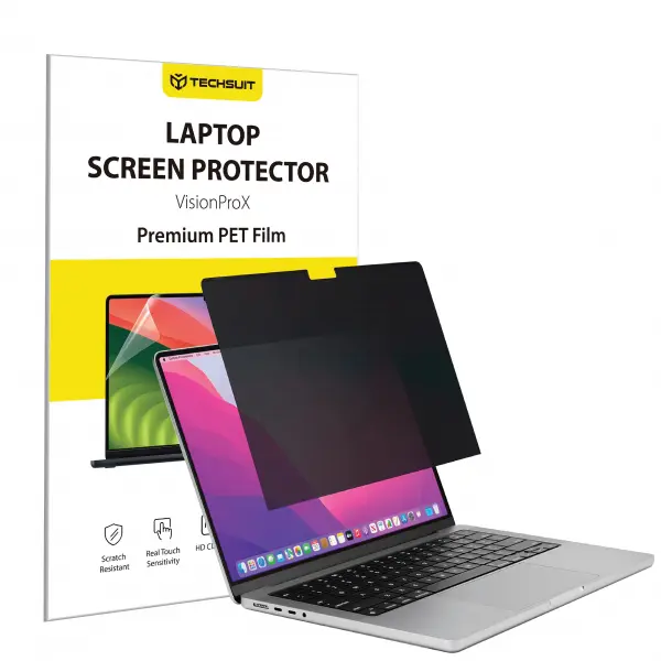 Folie Protectie Ecran Privacy Techsuit VisionProX pentru Apple MacBook Pro 13inch (2022) / (2020) / (2019) / (2018) / (2016), Plastic