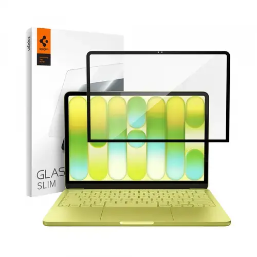 Folie Protectie Ecran Spigen AGL11669 GlastR Slim pentru Apple MacBook Neo 13inch, Sticla Securizata, Neagra