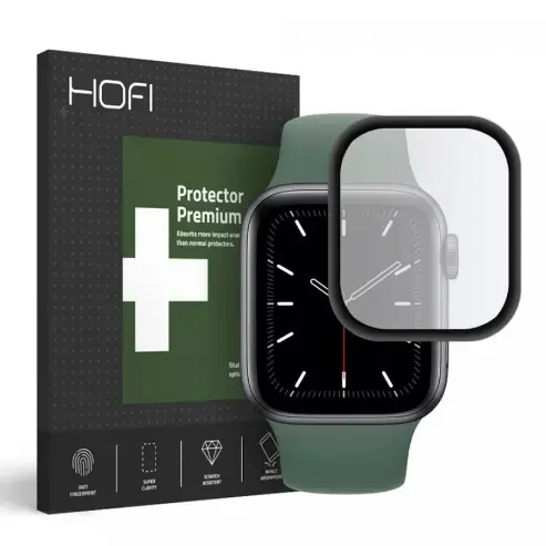 Folie Protectie HOFI Hybrid pentru Apple Watch 44mm Series, Sticla Securizata, Negru