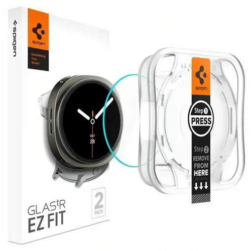 Folie Protectie Spigen GlastR EZ FIT pentru Samsung Galaxy Watch8 40mm, Set 2 bucati, Sticla Securizata