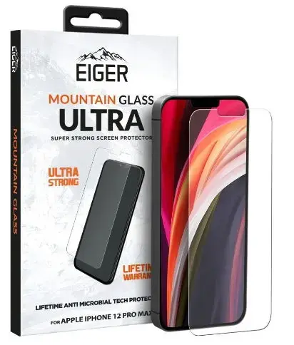 Folie Protectie Sticla Alumino-Silicata Eiger 2.5D Mountain Glass Ultra EGMSP00156 pentru Apple iPhone 12 Pro Max, Protectie antimicrobiana (Transparent)