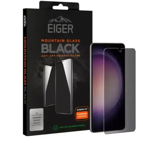 Folie Protectie Sticla Eiger Mountain Glass Privacy 2.5D pentru Samsung Galaxy S23 (Negru)