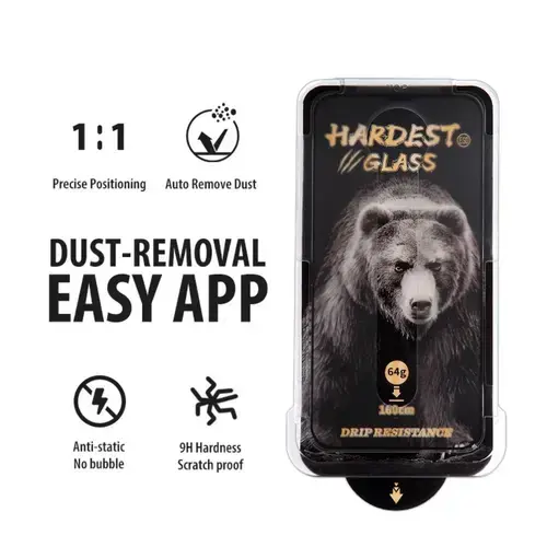 Folie Sticla Brave Bear Super Sapphire cu aplicator pentru Apple iPhone 15 Pro Max (Transparent)