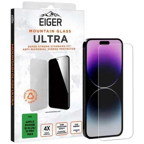 Folie Sticla Eiger 2.5D Mountain Glass Ultra compatibila cu iPhone 15 Plus / 15 Pro Max (Transparent)