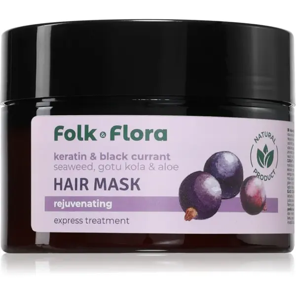 Folk & Flora Keratin & Black Currant masca de par regeneratoare 200 ml