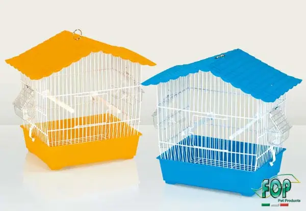 FOP Colivie pentru păsări SARA albă, tăviţă diferite culori 35,5x21x32,5cm