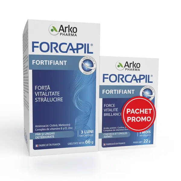 Forcapil Fortifiant Par si Unghii 180 + 60 capsule Pachet Promo, Arkopharma