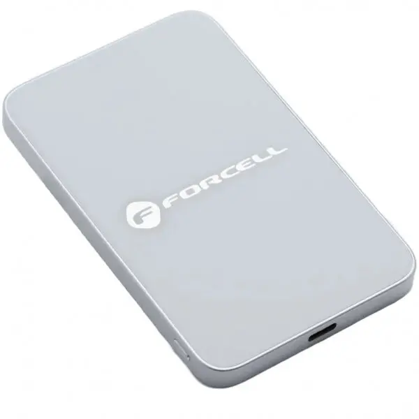 Forcell Baterie Externa Wireless Forcell F5K8, 5000mAh, 15W, PD + FQI, 1 x QI - 1 x USB-C, Alba