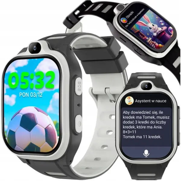 FOREVER Ceas Inteligent Forever Kids Boost KW-530 Call, Ecran IPS 2, 4G LTE, Wi-Fi, GPS, Buton SOS, IP67, Android/iOS, Negru