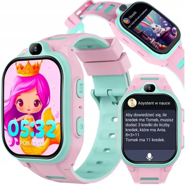 FOREVER Ceas Inteligent Forever Kids Boost KW-530 Call, Ecran IPS 2, 4G LTE, Wi-Fi, GPS, Buton SOS, IP67, Android/iOS, Roz