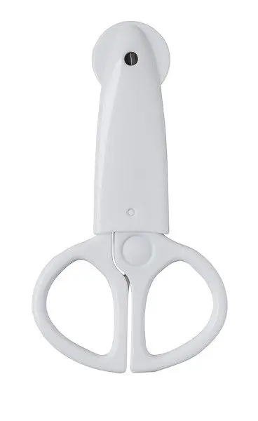 Forfecuta pentru bebelusi cu varf rotund ceramic white Rotho babydesign