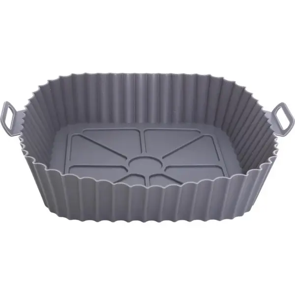 Forma Patrata pentru Copt, Gri, Silicon Alimentar, pentru Friteuza cu Aer Cald, 20 x 20 x 6.50 cm, Grunberg