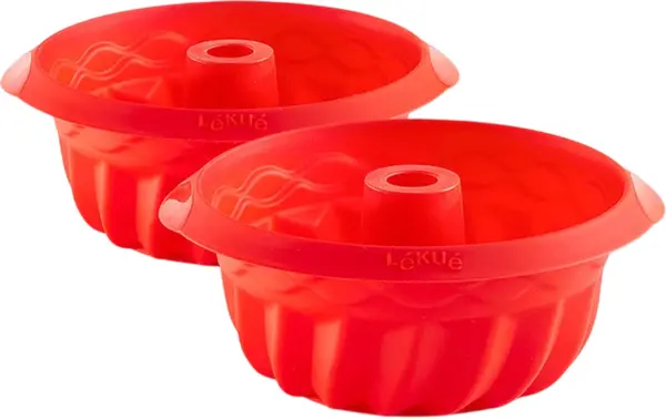 Forme din silicon Lekue – Mini Savarin, 2 bucăți, 15 cm, roșii