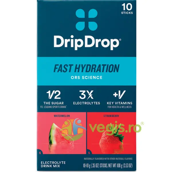 Formula Avansata de Hidratare cu Electroliti cu Aroma de Pepene Rosu si Capsuni 10 plicuri
