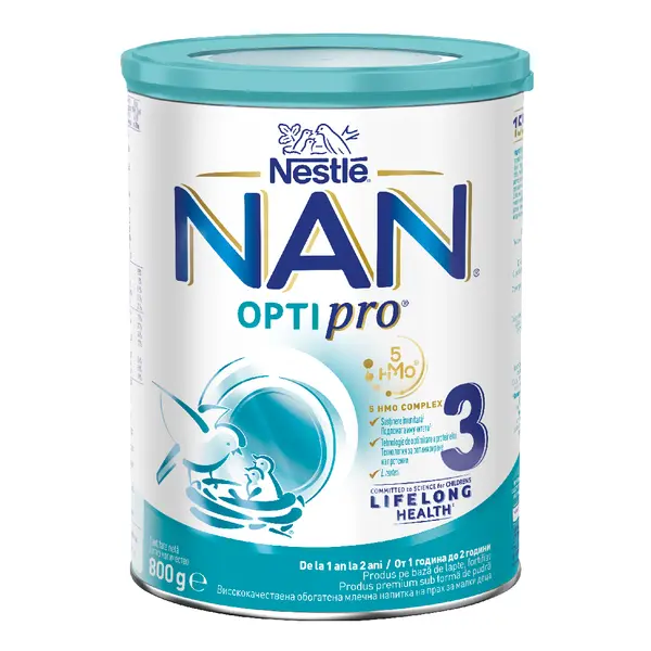 Formula de lapte praf fortifiat, Nan 3 Optipro HMO, 12+ luni, 800 g, Nestle