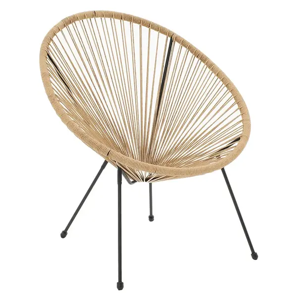 Fotoliu Acapulco Pakoworld metal in ratan black-pe in nuanta naturala 68.5x74.5x84cm Fotoliu Acapulco Pakoworld metal în ratan black-pe în nuanță naturală 68.5x74.5x84cm