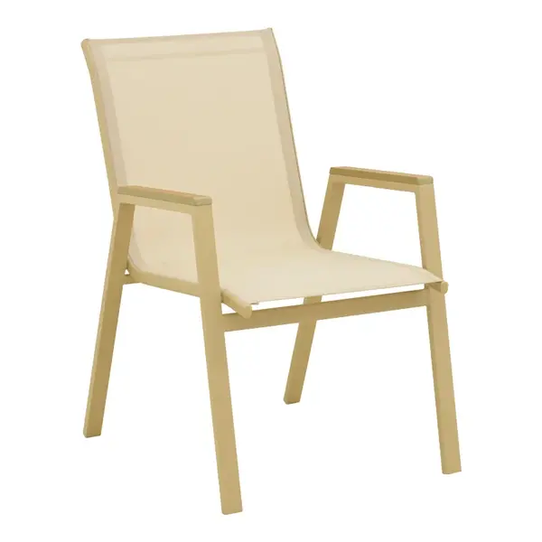 Fotoliu Azelie pakoworld, stivuibil, aluminiu in cappuccino-textilene champagne, 56x75x88cm Fotoliu Azelie pakoworld, stivuibil, aluminiu în cappuccino-textilene champagne, 56x75x88cm