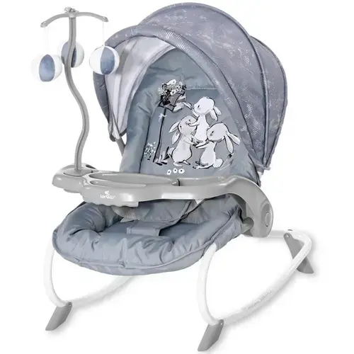 Fotoliu balansoar Lorelli Dream Time, Silver Blue Rabbits, colectie 2021