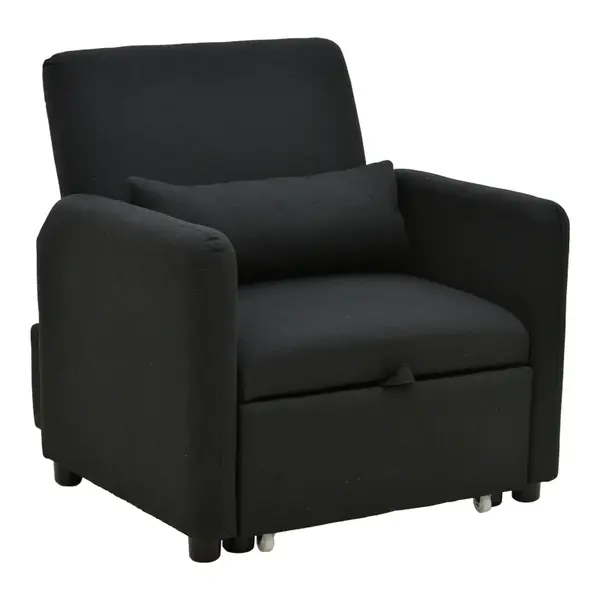 fotoliu-bed Flexa stofă, negru, 85x92x84 cm