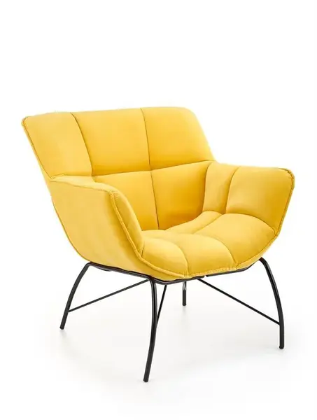Fotoliu Belton velvet galben H78 cm