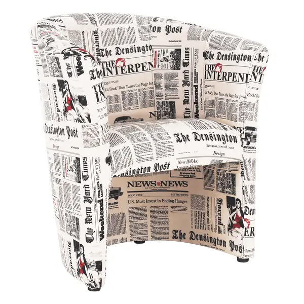Fotoliu Cafenea Cuba Textil Motiv Ziare - Fotoliu Office Horeca Compact