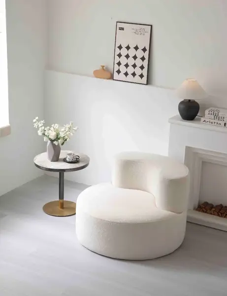 Fotoliu Clouda Soft Shape, Spuma HD, Design Organic, Ambalat Vidat, alb