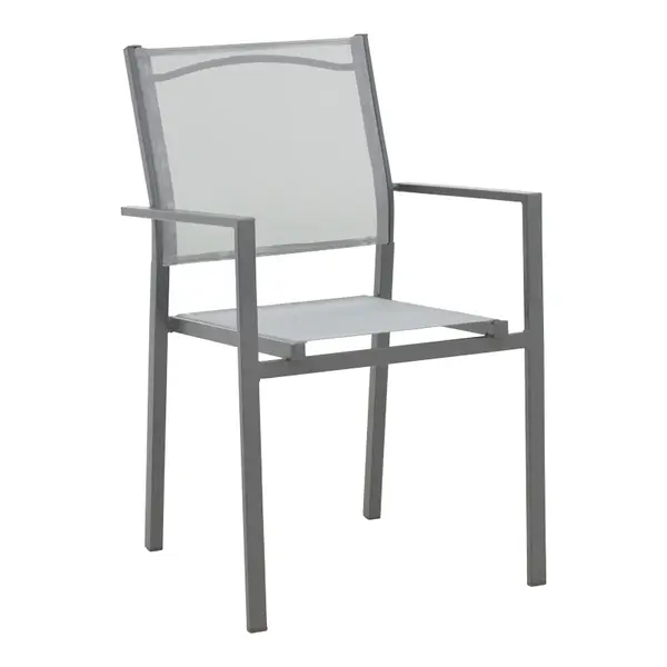 Fotoliu Confidence metal antracit si textil, Gri, 54x54x86 cm