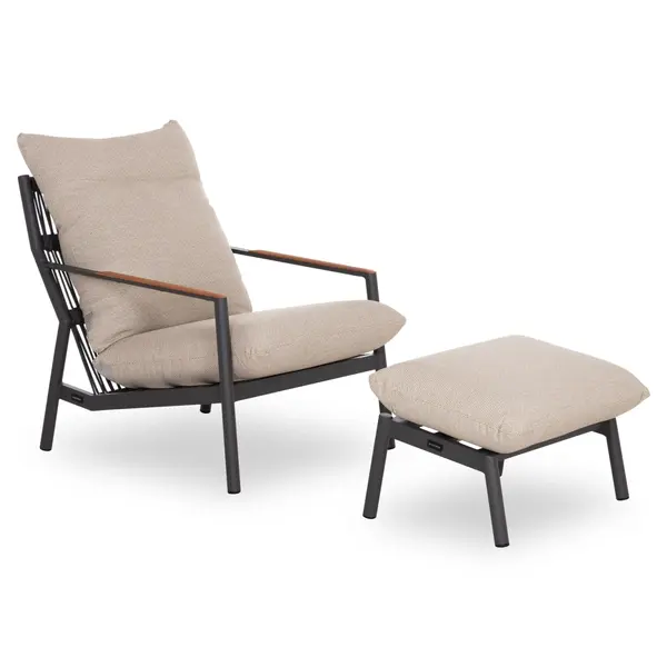 Fotoliu cu taburet OBLIVION BEIGE - Gri inchis