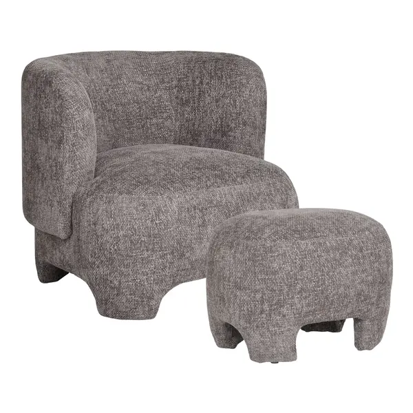 Fotoliu cu taburet RENOSA - Grey