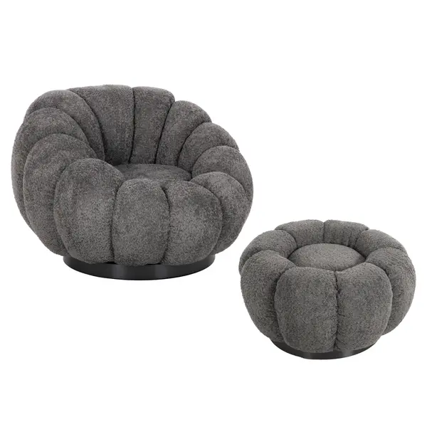 Fotoliu cu taburet TEROMA BOUCLE - Grey