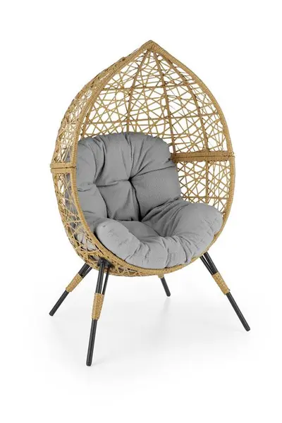 Fotoliu de gradina Oskar rattan/gri