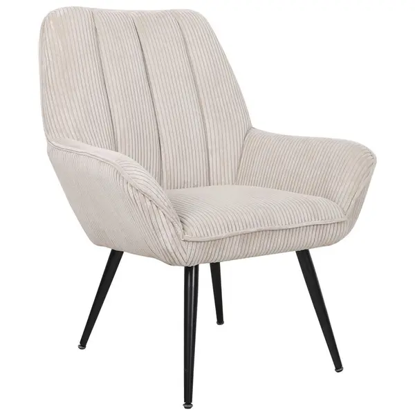 Fotoliu din metal, textil, negru, bej