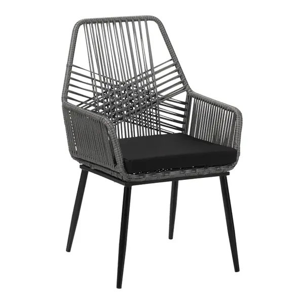 Fotoliu din ratan Tanish pakoworld, nuanta gri, cu picioare metalice negre, 58x58.5x87cm Fotoliu din ratan Tanish pakoworld, nuanță gri, cu picioare metalice negre, 58x58.5x87cm