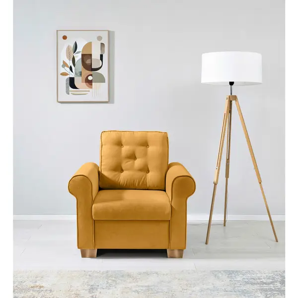 Fotoliu din textil, galben
