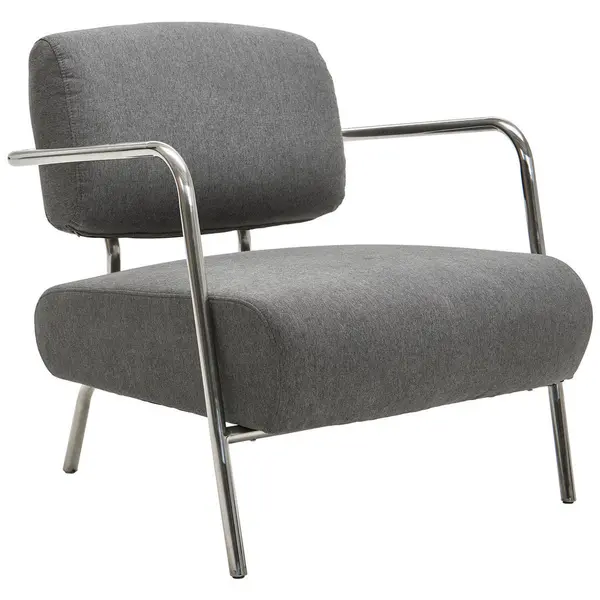 Fotoliu din textil, gri, culoare crom