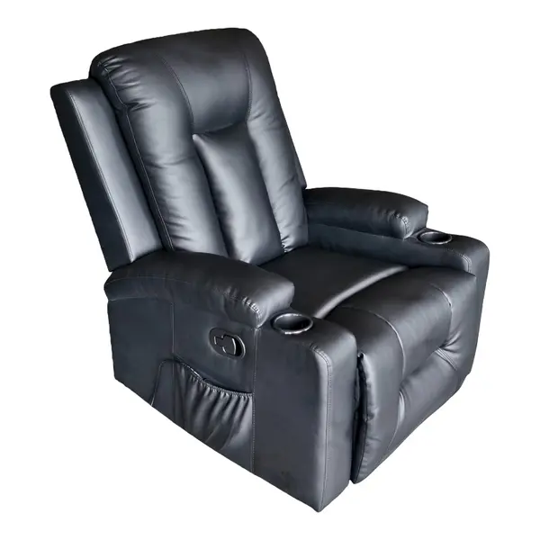 Fotoliu extensibil relaxare, Gessel, Piele, Negru, 80x90x98 cm