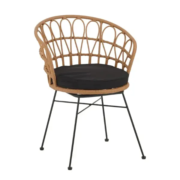 Fotoliu Felicia pakoworld ratan natural-metal picioare negre D60x81cm Fotoliu Felicia pakoworld ratan natural-metal picioare negre D60x81cm