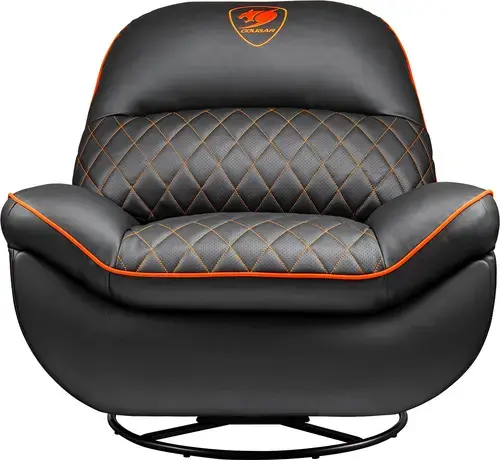 Fotoliu Gaming COUGAR Overlord CGR-OVL-ORB, Max 150 kg, Piele PVC, Reglabil, Suport picioare (Negru/Portocaliu)